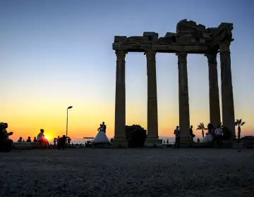 Side Ancient City ruins by the Mediterranean in Antalya