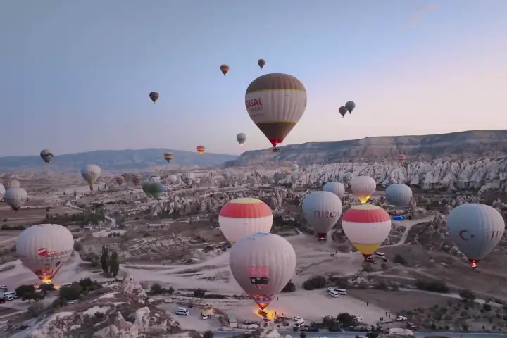 Dawn light balloon takeoff in Goreme