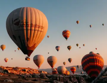 Golden hour hot air balloon flight Cappadocia