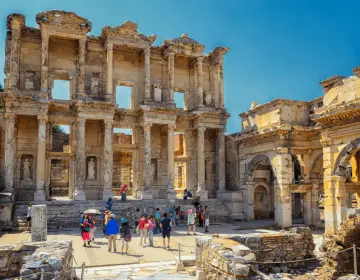 Historic stone entrance Roman Arch Gate Ephesus