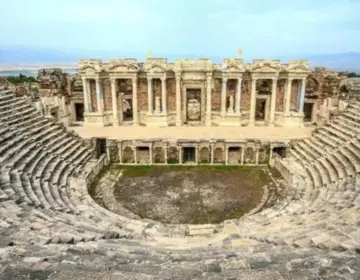 Front view of Roman theatre in Hierapolis Pamukkale