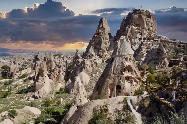 Panorama del Castello di Uchisar nel Tour Rosso della Cappadocia