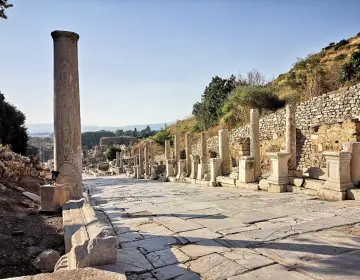 Ancient pathway Roman columns Curetes Street Ephesus